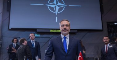 Foreign Minister Hakan Fidan waits for the start of the first meeting of North Atlantic Council of foreign ministers at the NATO headquarters, Brussels, Belgium, April 3, 2024. (Getty Images Photo)