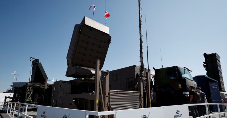 A Eurosam SAMP-T NG radar and Ground Fire 300 system are displayed at the 55th International Paris Airshow, Paris, France, June 18, 2025. (Reuters Photo)