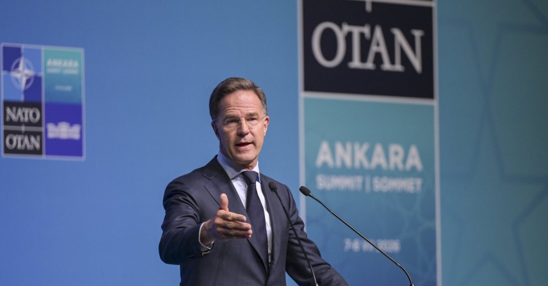 NATO Secretary-General Mark Rutte speaks during a news conference at the Presidential Complex ahead of the 36th NATO Heads of State and Government Summit, Ankara, Türkiye, July 6, 2026. (AA Photo)