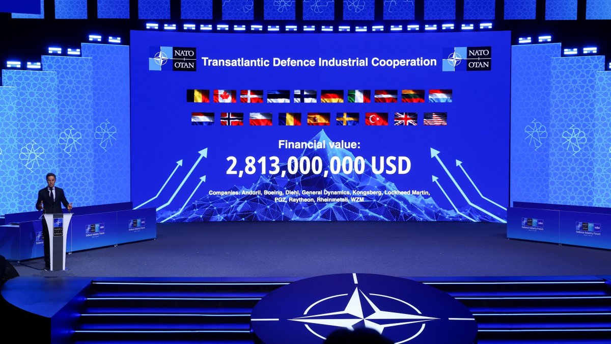 NATO Secretary-General Mark Rutte speaks at the NATO Summit Defense Industry Forum, on the sidelines of the NATO leaders&amp;#039; summit, Ankara, Türkiye, July 7, 2026. (Reuters Photo)