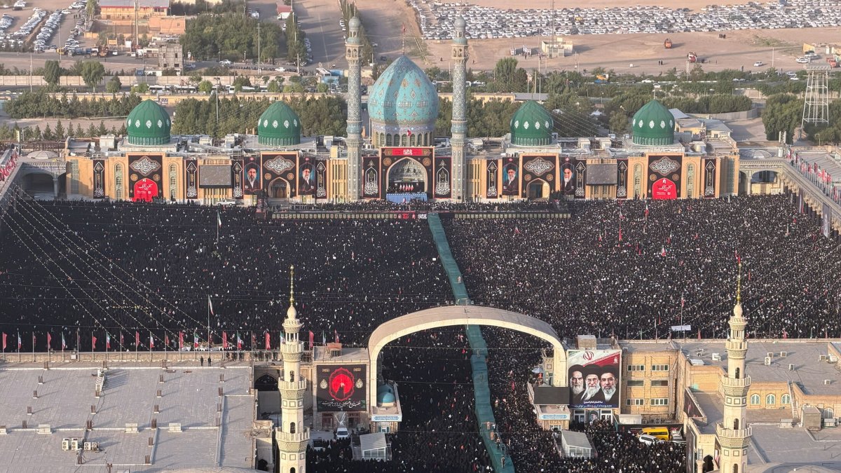 Iranians take part in the funeral ceremony of the late Iranian Supreme Leader Ayatollah Ali Khamenei in city of Qom, Iran, July 7, 2026. (EPA Photo)
