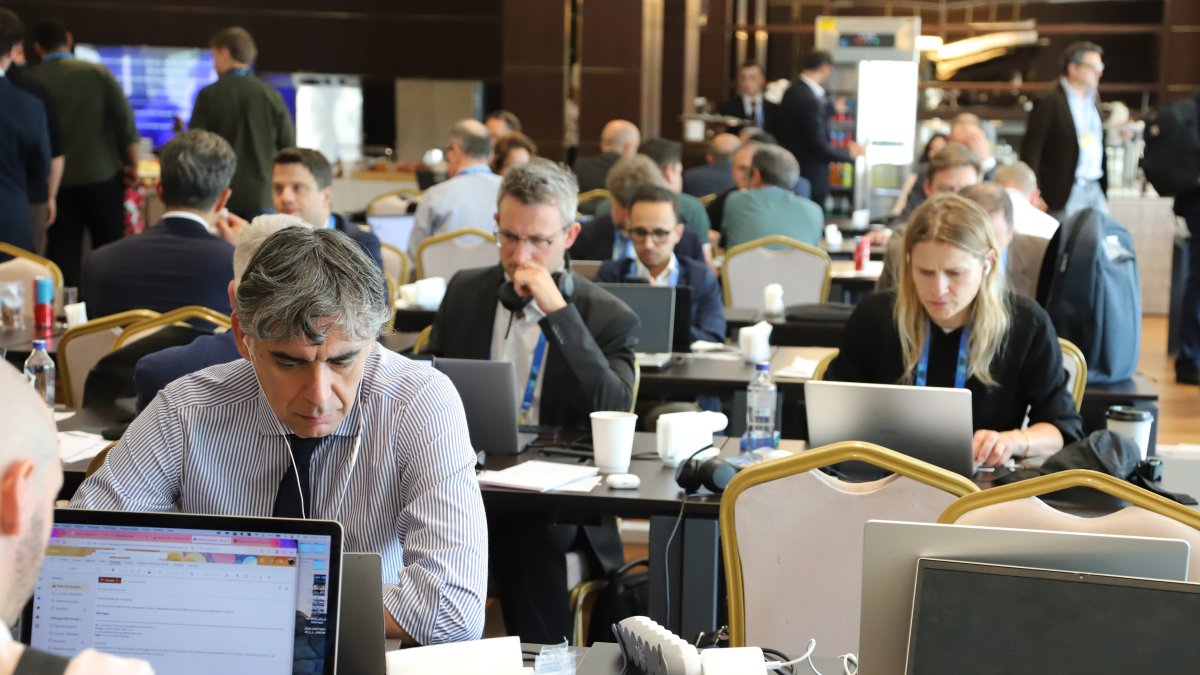 Journalists work from the International Media Centre as they cover the NATO summit, Ankara, Türkiye, July 7, 2026. (Daily Sabah Photo)
