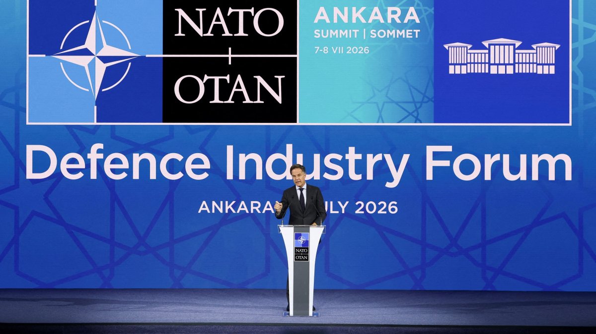 NATO Secretary-General Mark Rutte speaks during the high-level defense announcements at the NATO Summit Defense Industry Forum, on the sidelines of the NATO leaders' summit, Ankara, Türkiye, July 7, 2026. (Reuters Photo)