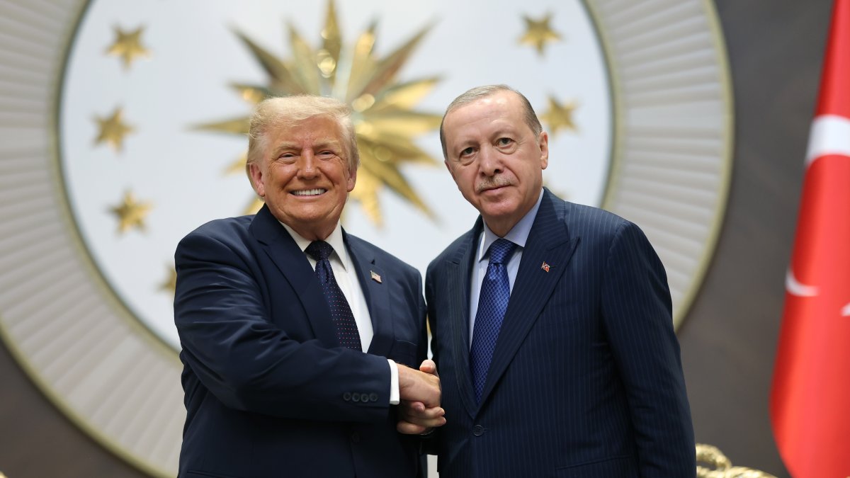 Turkish President Recep Tayyip Erdoğan (R) welcomes U.S. President Donald Trump, who is paying an official visit to Turkiye ahead of the 36th NATO Heads of State and Government Summit, Ankara, Turkiye, July 07, 2026. (AA Photo)