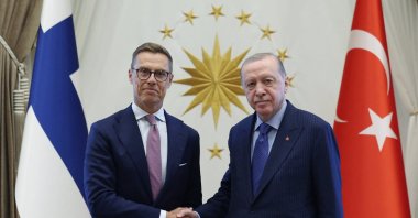 President Recep Tayyip Erdoğan shakes hands with Finnish President Alexander Stubb, Ankara, Türkiye, July 7, 2026. (AFP Photo)