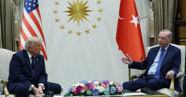 President Recep Tayyip Erdoğan and U.S. President Donald Trump answer questions from reporters following their meeting at the Presidential Complex ahead of the 36th NATO Summit, Ankara, Türkiye, July 7, 2026. (AA Photo)
