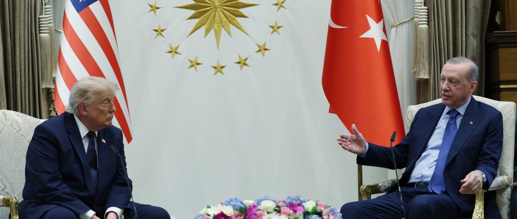 President Recep Tayyip Erdoğan and U.S. President Donald Trump answer questions from reporters following their meeting at the Presidential Complex ahead of the 36th NATO Summit, Ankara, Türkiye, July 7, 2026. (AA Photo)
