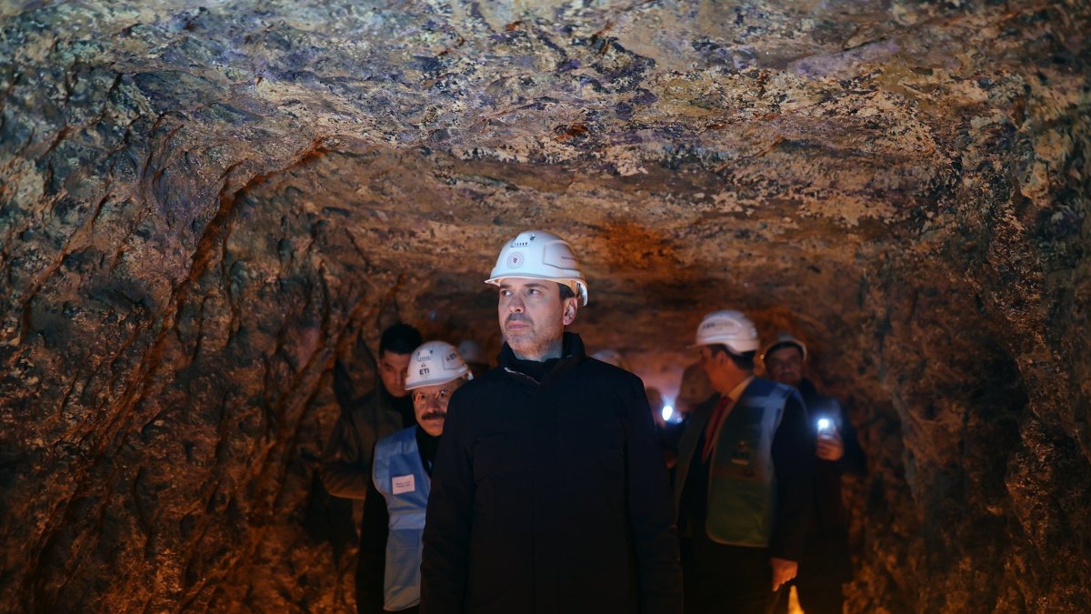 Energy and Natural Resources Minister Alparslan Bayraktar visits the Beylikova rare earth element mine, Eskişehir, Türkiye, Dec. 26, 2023. (AA Photo)