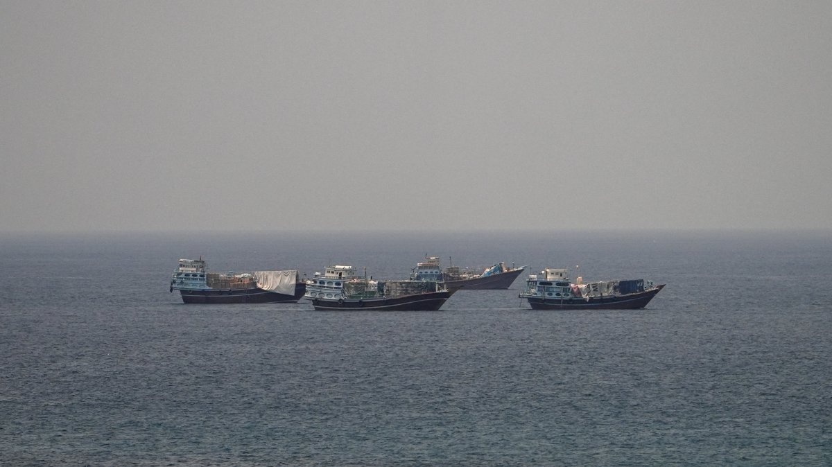 Vessels at the Strait of Hormuz, as seen from Musandam, Oman, July 1, 2026. (Reuters Photo)