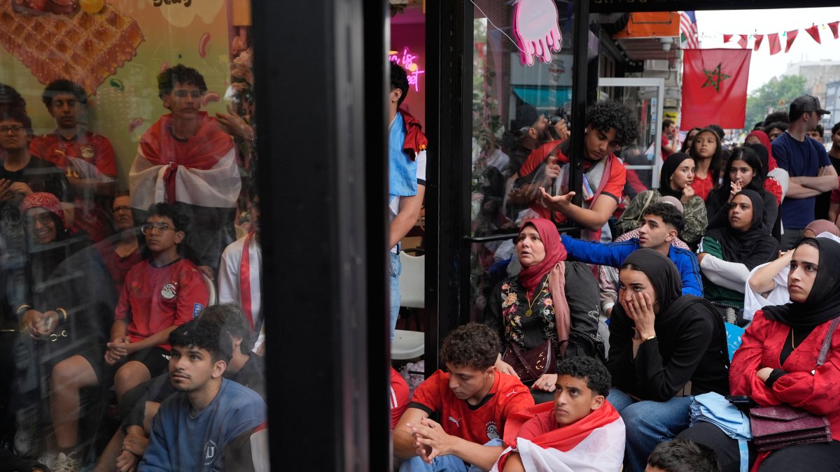 Egyptian fans react toward the end of the 2026 FIFA World Cup match against Argentina, Cairo, Egypt, July 7, 2026. (AP Photo)