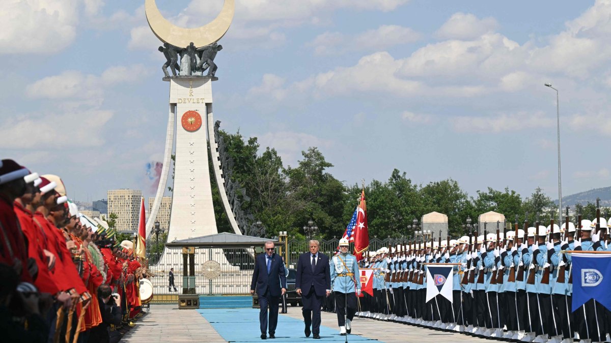 President Recep Tayyip Erdogan hosts U.S. President Donald Trump for a state arrival ceremony at Bestepe Presidential Compound, Ankara, Türkiye, July 7, 2026. (AFP Photo)