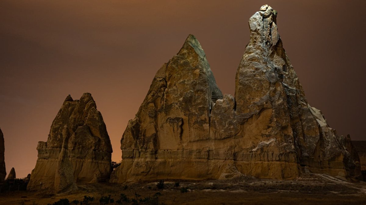 A general view of the fairy chimneys in Cappadocia, Nevşehir, Türkiye, June 7, 2026. (Getty Images Photo)