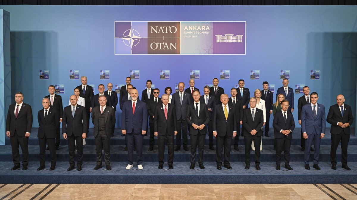 NATO heads of state and government pose for the family photo, Ankara, Türkiye, July 8, 2026. (AA Photo)