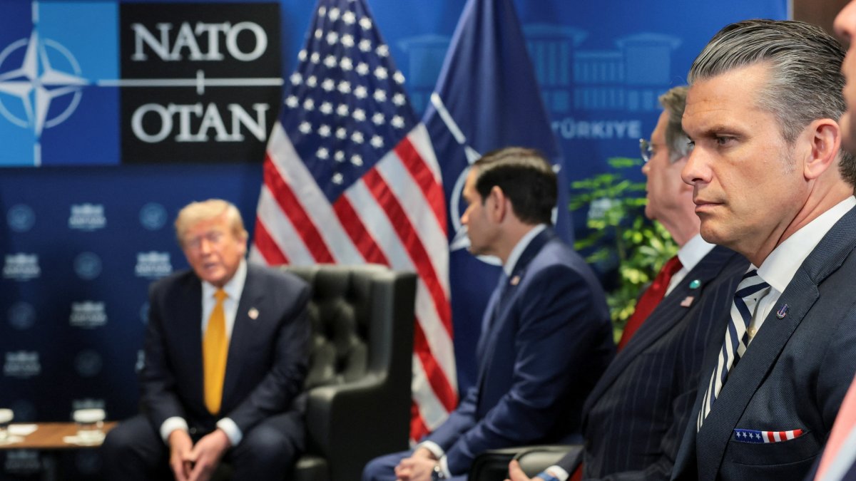 U.S. President Donald Trump and NATO Secretary-General Mark Rutte (not pictured) hold a bilateral meeting on the sidelines of the NATO leaders' summit, joined by Defense Secretary Pete Hegseth, Treasury Secretary Scott Bessent and Secretary of State Marco Rubio, Ankara, Türkiye, July 8, 2026. (Reuters Photo)