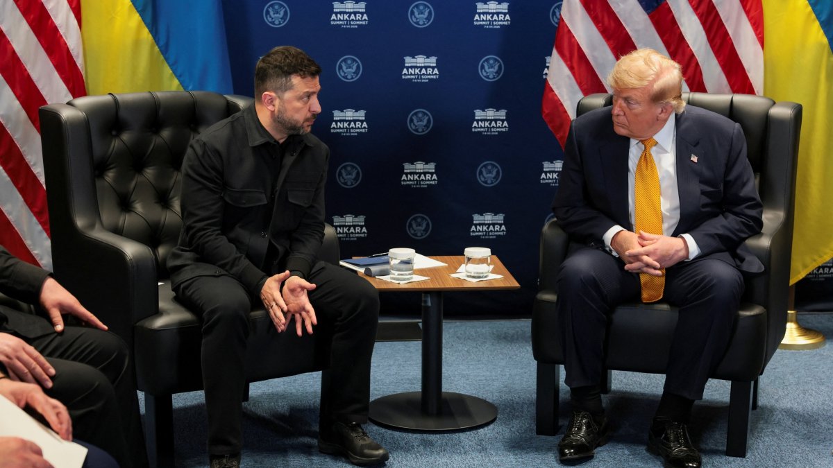 U.S. President Donald Trump holds a bilateral meeting with Ukrainian President Volodymyr Zelenskiy alongside the NATO leaders summit in Ankara, Türkiye, July 8, 2026. (Reuters Photo) 
