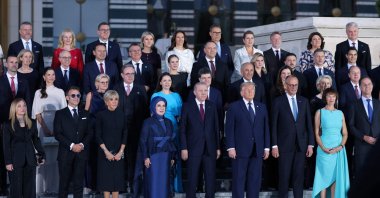 Heads of state and government pose for a photo during a reception at the Presidential Complex, Ankara, Türkiye, July 7, 2026. (AFP Photo)