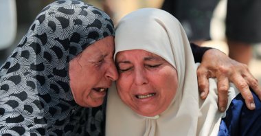 Mourners participate in the funeral of Palestinian Imran Abu Jarad, who was killed in an Israeli strike on a tent at a camp sheltering displaced people, at Al Shifa Hospital, Gaza City, Palestine, July 7, 2026. (Reuters Photo)