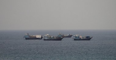Vessels at the Strait of Hormuz, as seen from Musandam, Oman, July 1, 2026. (Reuters Photo)