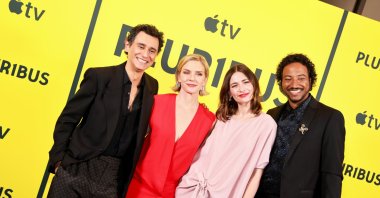 (L-R) Carlos-Manuel Vesga, Rhea Seehorn, Karolina Wydra, Samba Schutte attend Apple TV's "Pluribus" FYC event at Samuel Goldwyn Theater, California, U.S., May 31, 2026. (Getty Images Photo)