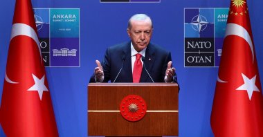 Turkish President Tayyip Erdoğan holds a press conference during the NATO leaders' summit in Ankara, Türkiye, July 8, 2026. (Reuters Photo)