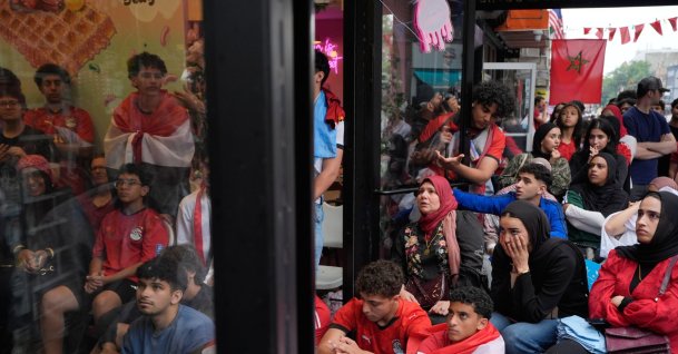 Egyptian fans react toward the end of the 2026 FIFA World Cup match against Argentina, Cairo, Egypt, July 7, 2026. (AP Photo)