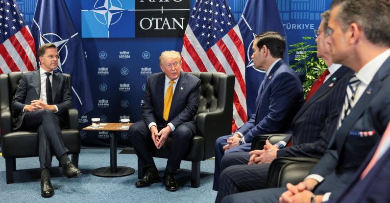 U.S. President Donald Trump and NATO Secretary-General Mark Rutte hold a bilateral meeting on the sidelines of the NATO leaders' summit, joined by U.S. Defense Secretary Pete Hegseth, Treasury Secretary Scott Bessent and Secretary of State Marco Rubio, Ankara, Türkiye, July 8, 2026. (Reuters Photo)