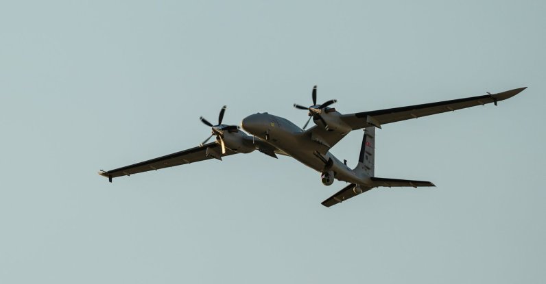 Baykar's combat drone Akıncı is seen during a demonstration flight on the sidelines of the NATO summit, Ankara, Türkiye, July 7, 2026. (AA Photo)