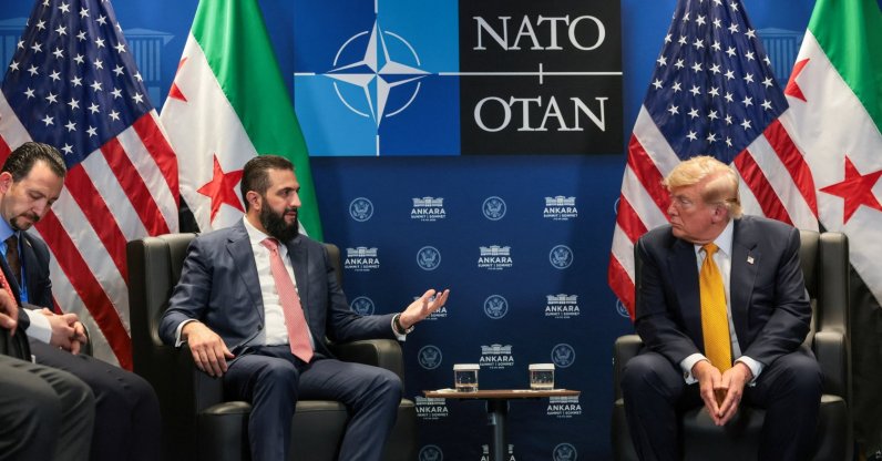U.S. President Donald Trump holds a bilateral meeting with Syrian President Ahmed al-Sharaa alongside the NATO leaders summit at the Bestepe Presidential Compound in Ankara, Turkey, July 8, 2026. REUTERS/Jonathan Ernst