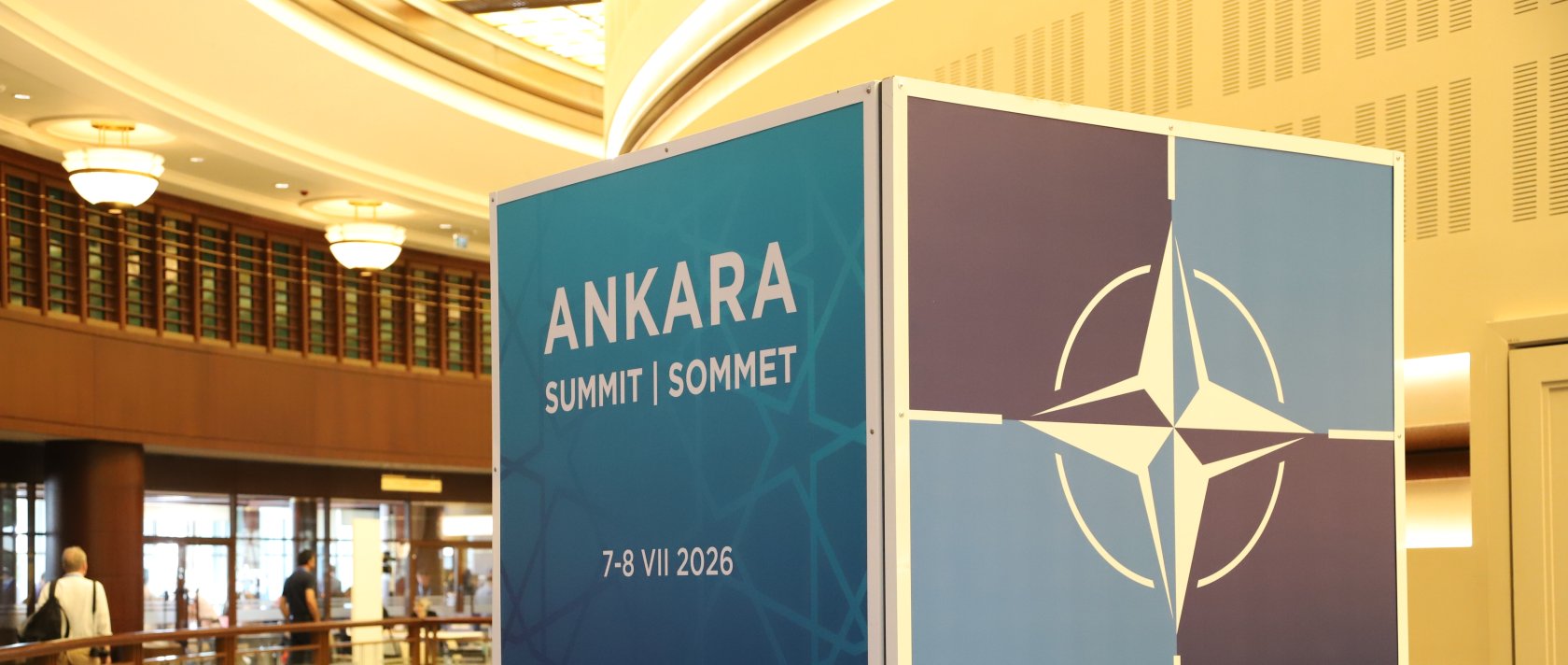 A view of the NATO logo at the summit venue, Ankara, Türkiye, July 7, 2026. (Daily Sabah Photo)