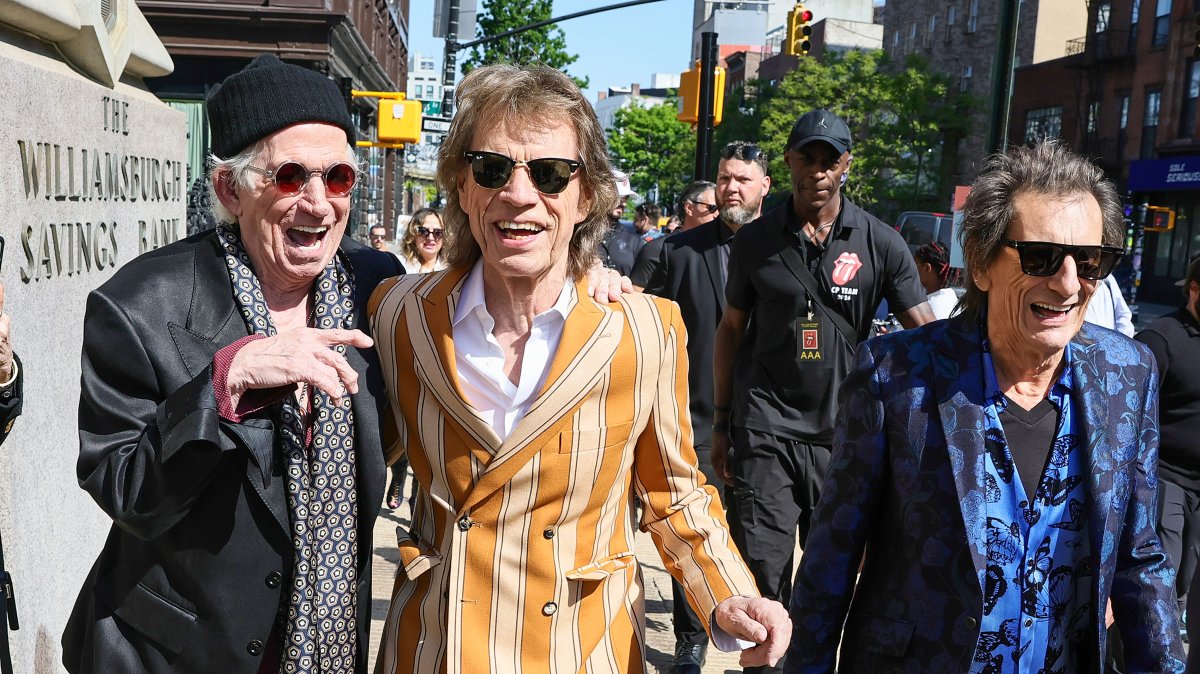 (L-R) Keith Richards, Mick Jagger and Ronnie Wood attend the exclusive launch event of The Rolling Stones new album “Foreign Tongues” at The Weylin, New York, U.S., May 5, 2026. (Getty Images Photo)