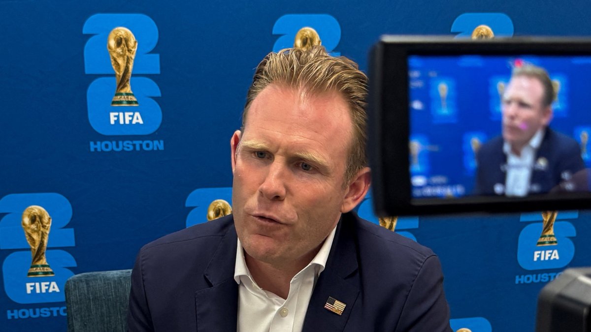 Andrew Giuliani, Executive Director of the White House Task Force for the 2026 FIFA World Cup, speaks during an interview with Reuters at the FIFA Fan Festival Media Center, Houston, U.S., June 20, 2026. (Reuters Photo)