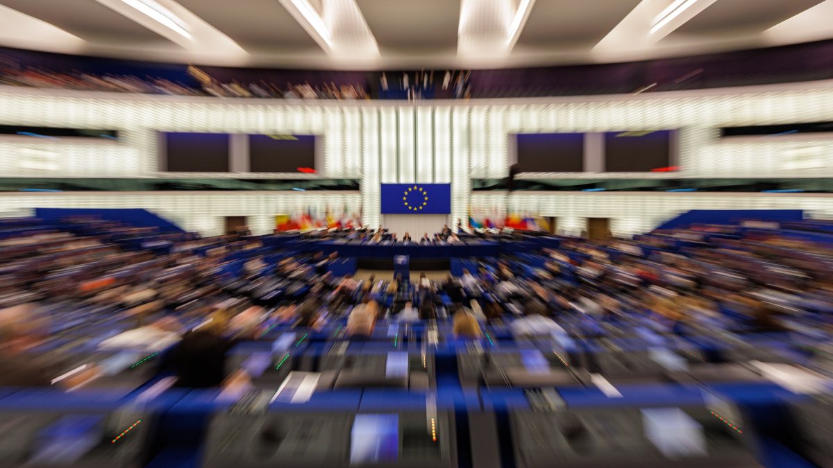 Participants attend a session at the European Parliament, Strasbourg, France, June 15, 2026. (EPA Photo)