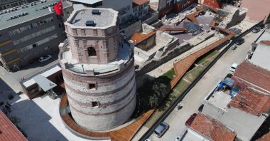 An aerial view of the Macedonian Tower after four years of restoration, Edirne, Türkiye, July 8, 2026. (AA Photo)