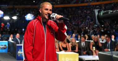 Singer Justin Bieber of Canada looks on during day one of the 2026 NHL Draft, Buffalo, U.S., June 26, 2026. (AFP Photo)