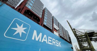 A view of the container vessel bearing the Maersk logo in Singapore, Nov. 28, 2024. (Reuters Photo)