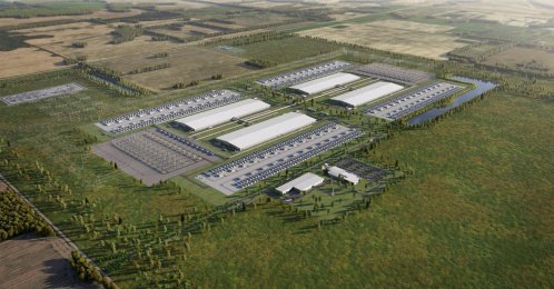 Meta's planned AI data center, the company's first in Canada, is shown in an artist's rendering of the proposed facility in Sturgeon County, Alberta, Canada, July 8, 2026. (Reuters Photo)