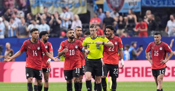 Egypt's Mohamed Salah remonstrates with referee Francois Letexier after Argentina's Enzo Fernandez scores during the 2026 FIFA World Cup Round of 16 at Atlanta Stadium, Atlanta, Georgia, U.S., July 7, 2026. (Reuters Photo)