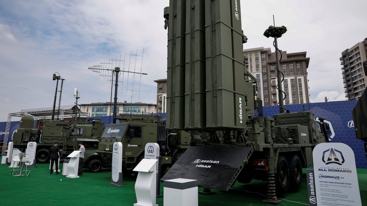 Systems developed by Aselsan are displayed at the SAHA 2026 International Defense and Aerospace Exhibition, Istanbul, Türkiye, May 5, 2026. (Reuters Photo)