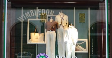 A Ralph Lauren shop display in Central London advertises the Wimbledon tennis tournament, London, U.K., June 27, 2026. (Getty Images Photo)
