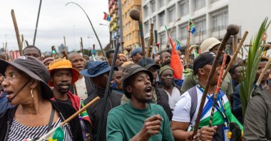 Members of the Zulu community take part in a rally against undocumented immigrants during a nationwide anti-immigrant movement shutdown, Durban, South Africa, June 30, 2026. (EPA Photo)