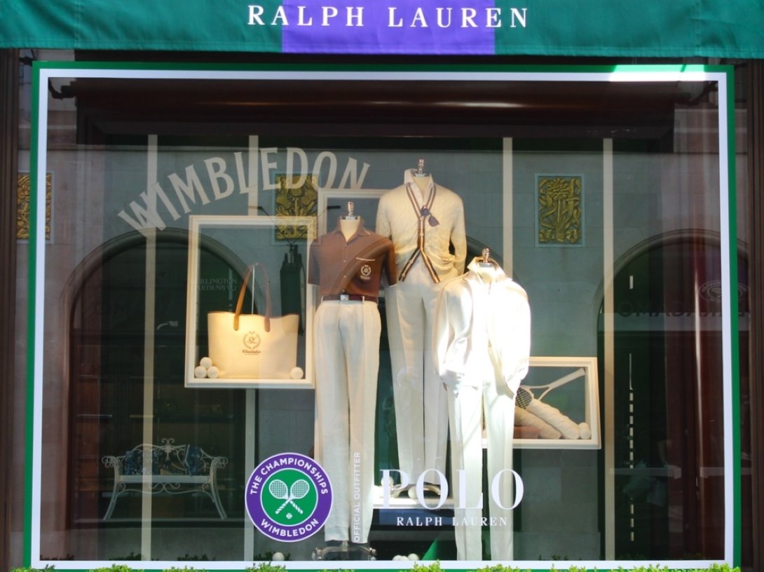 A Ralph Lauren shop display in Central London advertises the Wimbledon tennis tournament, London, U.K., June 27, 2026. (Getty Images Photo)