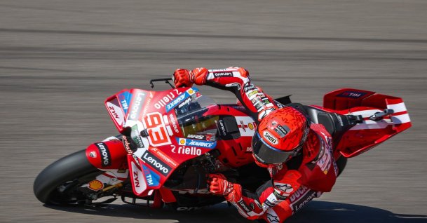 Team Ducati Lenovo Team's Marc Marquez steers his motorbike during the free practice session at the Sachsenring race track ahead of the German Motorcycle MotoGP Grand Prix, Hohenstein-Ernstthal, Germany, July 11, 2026. (AFP Photo)