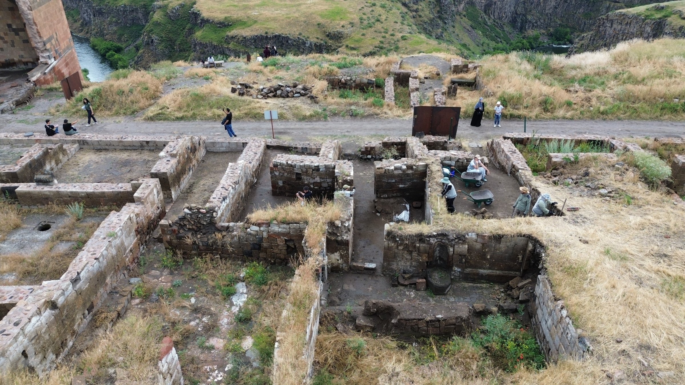 An aerial view of the Ani archaeological site, Kars, eastern Türkiye, July 10, 2026. (İHA Photo)