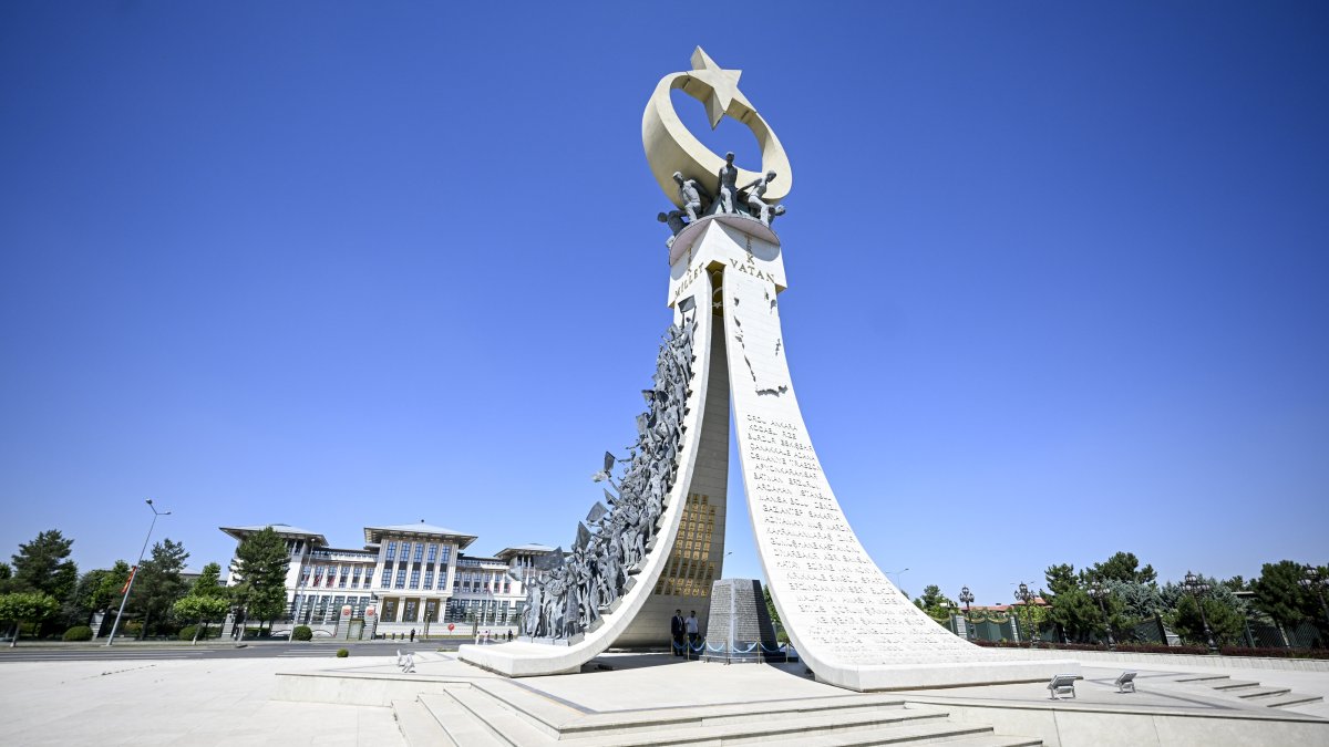 A view of the monument dedicated to those killed during the resistance against the July 15 coup attempt, outside the Presidential Complex, Ankara, Türkiye, July 12, 2026. (AA Photo)