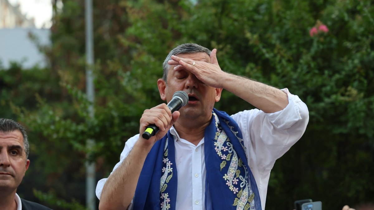 CHP parliamentary group Chair Özgür Özel addresses supporters, Adana, Türkiye, July 11, 2026. (İHA Photo)