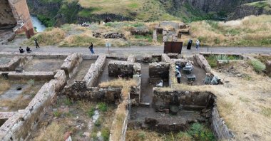 An aerial view of the Ani archaeological site, Kars, eastern Türkiye, July 10, 2026. (İHA Photo)