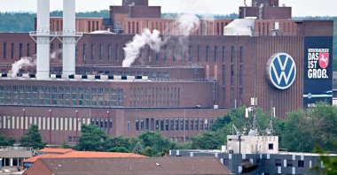 A general view shows chimneys and buildings at the Wolfsburg Volkswagen (VW) Plant, Wolfsburg, Germany, July 9, 2026. (AFP Photo)