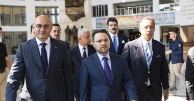 Justice Minister Akın Gürlek (C) visits a courthouse, Istanbul, Türkiye, July 10, 2026. (AA Photo)