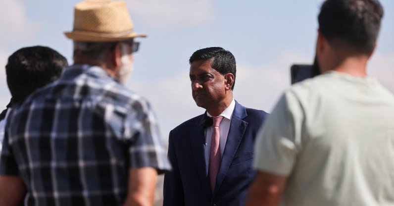 U.S. Representative Ro Khanna (C) speaks with Palestinian residents of Turmus Ayya, near Ramallah, during a visit in the Israeli-occupied West Bank, July 9, 2026. (Reuters Photo)