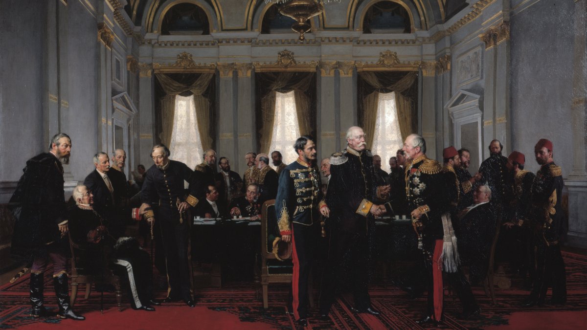 The painting of the 1878 Congress of Berlin, where European powers negotiated territorial claims, by Anton von Werner, 1881. (Wikipedia Photo)
